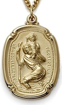 Gold over sterling silver St. Christopher shield medal